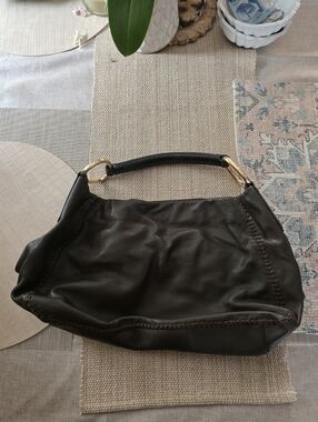 Chocolate Leather Top-Handle Women's Bag With Detailed Handle.  *read